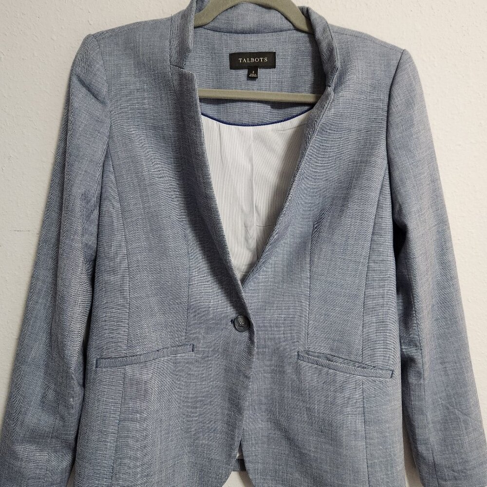 Talbots | Women's Chambray Blue Blazer 2